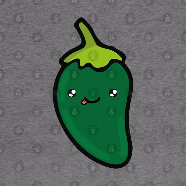 Adorable green chilli pepper kawaii Mexican spicy food cute hot sauce by T-Mex